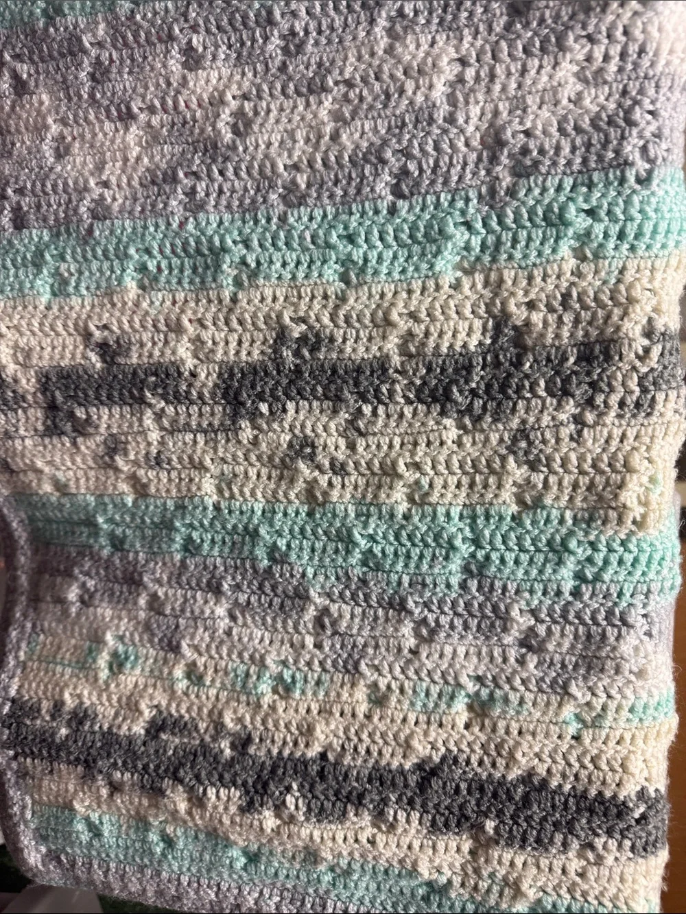 Unique crocheted Baby blanket with-Poms